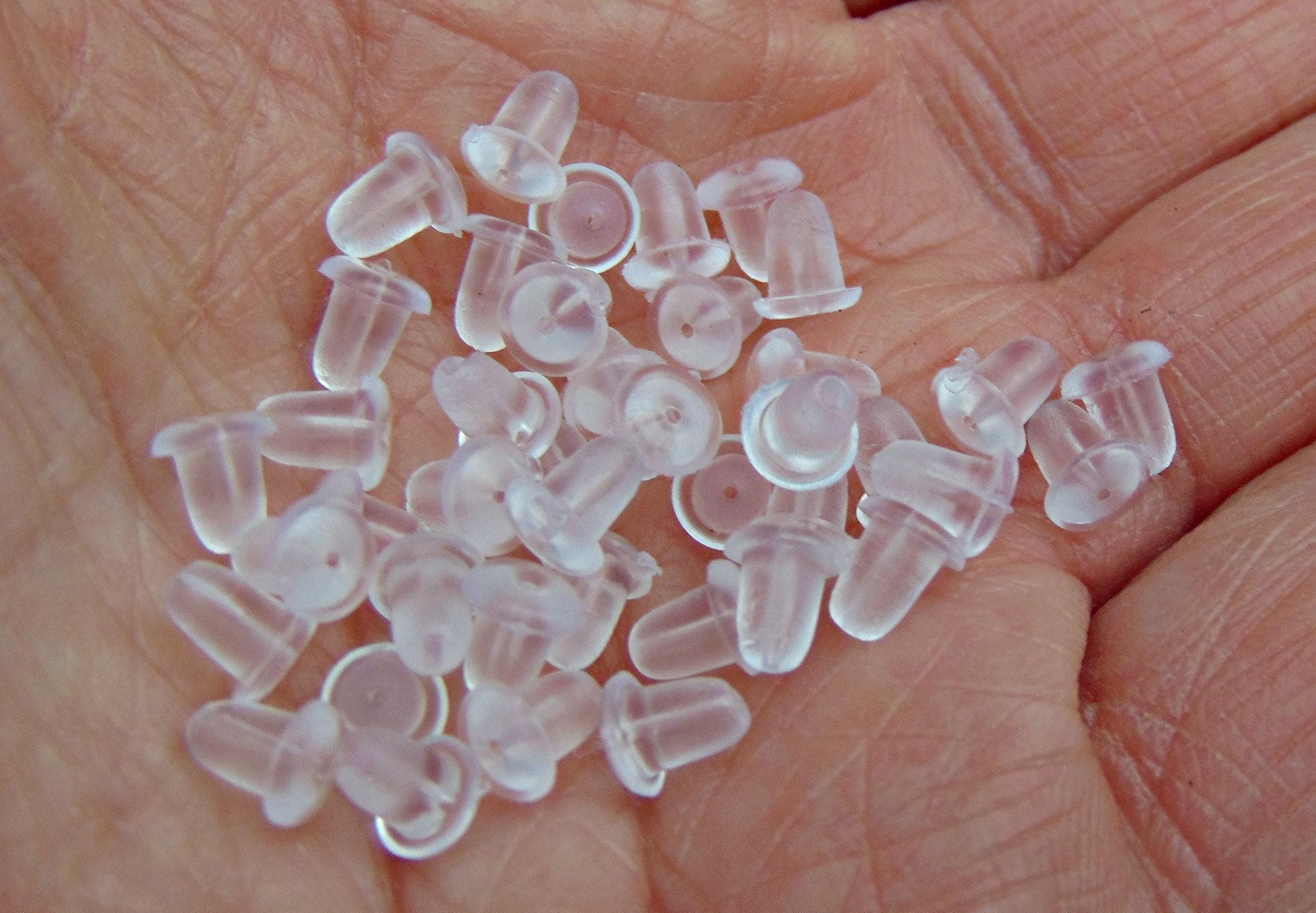 100 Clear Ear Nuts ~ Soft Bell Shape Earring Keeper Ear Backs 4mm X 5mm ...