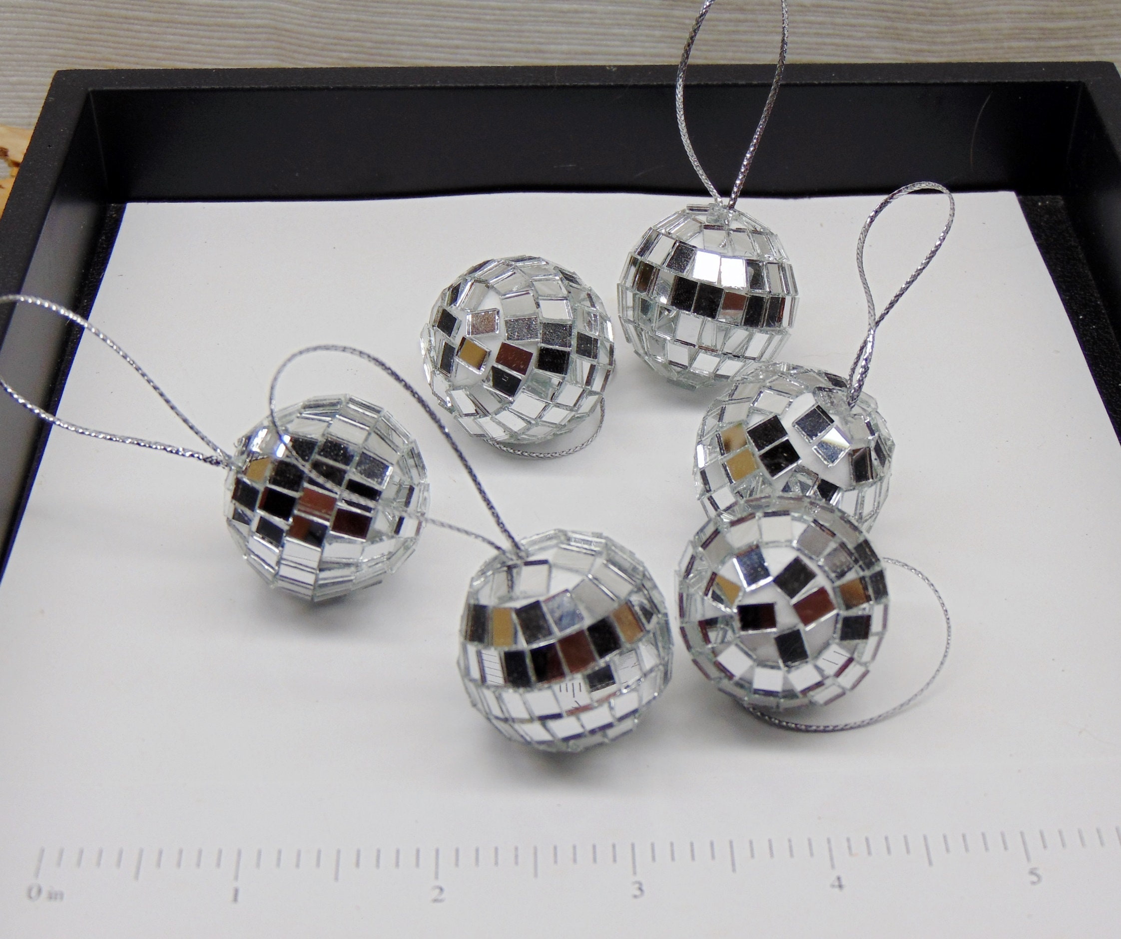 Disco Ball 4 MULTI COLOR Mirror Tiles with Ornament Top, great for  Christmas