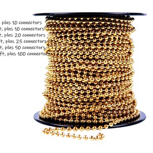 REAL Brass Ball Chain, 3.2mm Round Bead, Bulk Lengths with Connectors image 2