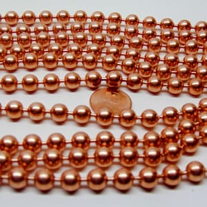 COPPER Ball Chain 8mm ~ #15 Ex Large Size  Various Bulk Lengths 5-ft to 100-ft ~ You Pick Length and Connectors (99.97% copper, Made in USA)