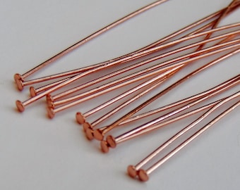 Solid COPPER HEADPINS 22 gauge 2 inch Length  ~ No Lead No Nickel Head Pins  ~ Various Quantities 25 ~ 50 ~ 100