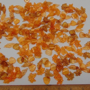 250 Small Autumn Leaves ~ Transparent Acrylic Fall  Leaf Colors ~  Charms Drops ~ Focal Pendant Mix ~ Lightweight ~ Several shapes + colors