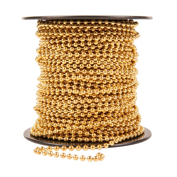 100% Solid Brass BALL CHAIN 3.2mm Round Bead / #6 size ~ Bulk Lengths 5, 10, 15, 25, 50, 100 feet includes Connectors