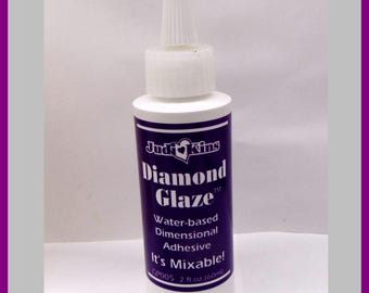 DIAMOND GLAZE Water Based Dimensional Multi purpose Adhesive Glue AND Glaze! ~ 2 oz Clear Glossy Glass-like Finish