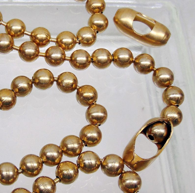 Large 8mm 100% Brass BALL CHAIN Round Bead 8mm / #15 size ~ Bulk Lengths 3 feet to 50 feet Bright or Patina Finish ~ Connectors available Bild 3