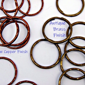 Hammered Key Rings ~ Split Rings ~ Antique Brass or Antique Copper Finish 28mm (1-1/4") ~ OK to Mix ~ Various Quantities