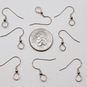 Wholesale Lot (500 or 1,000) Stainless Steel Ear Wires ~ Large 7mm end loop ~ Versatile  French Hooks with  Ball + Coil  ~   7mm Bottom Loop