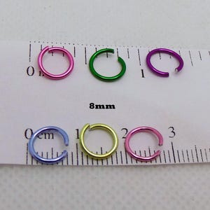 Economy Anodized Aluminum Jump Rings: Mixed Colors, 6mm 8mm 10mm, Nickel Free, Tarnish Resistant image 3