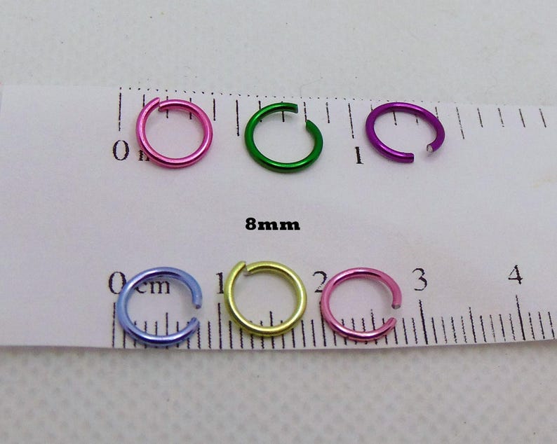 Economy Anodized Aluminum Jump Rings: Mixed Colors, 6mm 8mm 10mm, Nickel Free, Tarnish Resistant image 3
