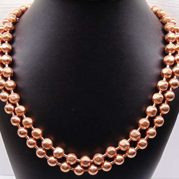 Extra Large ~ Statement Size ! COPPER BALL CHAIN Necklace  9.5mm Round Ball or Faceted Bead ~ #20 size Various Lengths w/ Clasp