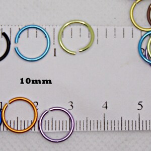 Economy Anodized Aluminum Jump Rings: Mixed Colors, 6mm 8mm 10mm, Nickel Free, Tarnish Resistant image 4