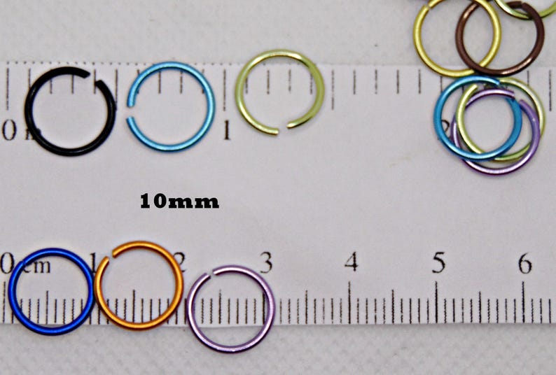 Economy Anodized Aluminum Jump Rings: Mixed Colors, 6mm 8mm 10mm, Nickel Free, Tarnish Resistant image 4