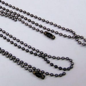 Dungeon Ball Chain Necklaces 24" Long ~ Gunmetal / Dark Antique Silver  2.4mm Round Bead / #3 size Made in U.S.A. Qty 5 to 50