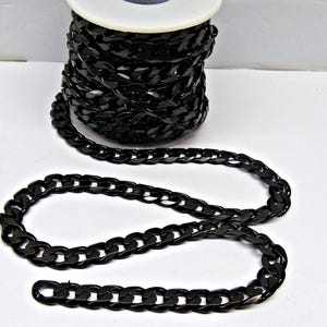 Chunky 10mm x 13mm Black Cuban Curb Chain: Heavy Duty Stainless Steel Smooth Links