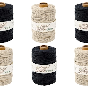 Hemp Cord, 450-feet ~ 48# Test Weight , 1.5m Twine diameter, Large 450 ft per spool Black + Natural or Mix ~ Crafts ~ Macramé ~ Bracelets