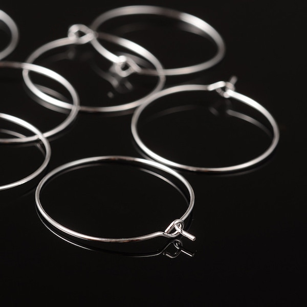 Sterling Silver Hoop Earrings with Leaf Charm