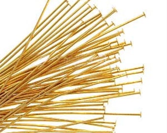 HEADPINS 2 inch 21 gauge GOLD Plated Brass ~ No Lead No Nickel Head Pins Various Quantities 50 - 500