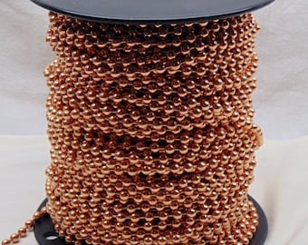 COPPER Ball Chain 6.3mm ~ #13 Various Bulk Lengths 5-ft to 100-ft ~ You Pick Length and Connectors (99.97% copper, Made in USA)  ~ 6mm bead