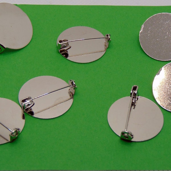 Round Pin Back 1" disc ( 25mm) with  1 inch locking bar  You Glue-on Findings for brooch, lapel pin, DIY pin ~ E6000 Available as add on