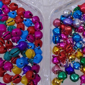 Mini JINGLE BELLS 8mm Bright Jewel Mix and Dark Pastel Mix ~ Top Loop for Stringing Christmas ~ Crafts ~ Anklet ~ Bracelet