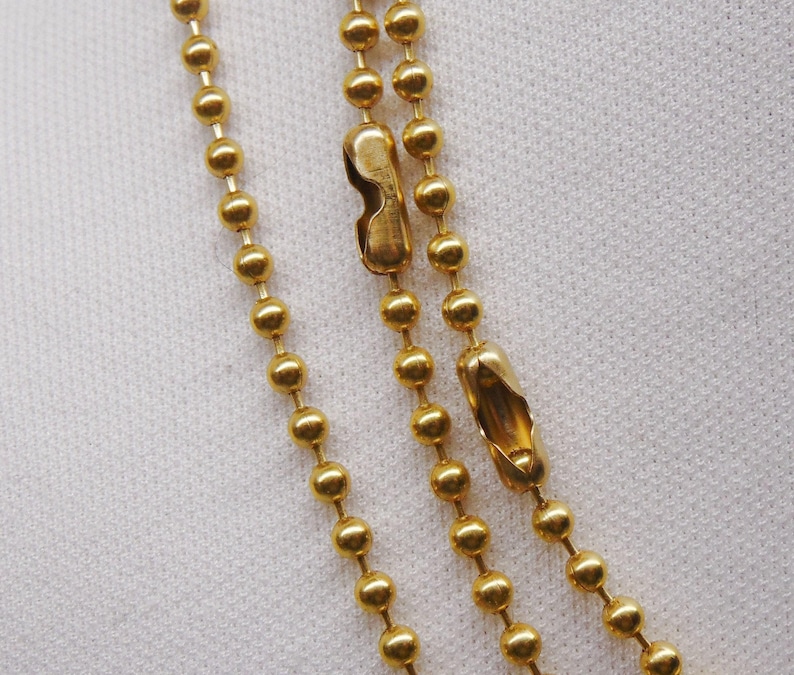 REAL Brass Ball Chain, 3.2mm Round Bead, Bulk Lengths with Connectors 25 Feet
