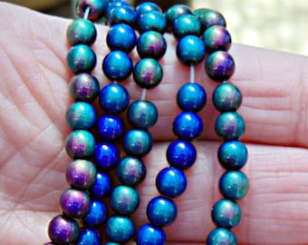 50 Mood Beads 6mm Round  ~ Full strand Small Micro Spacer  ~ Color Changing Mirage