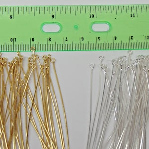 3 inch Eye Pins Silver and / or Gold Plated 21 gauge 3" 21ga ~ No Lead No Nickel ~ Get One Color or Both ~ Mix available 画像 6