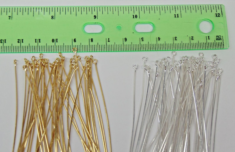 3 inch Eye Pins Silver and / or Gold Plated 21 gauge 3" 21ga ~ No Lead No Nickel ~ Get One Color or Both ~ Mix available 画像 6