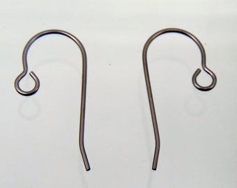 24 HypoAllergenic TITANIUM Ear Wires ~ Hook with open Loop ~ Grade 1 No Nickel ~ 24mm Post ~ 12 Pairs ~ High Quality Implant Grade Titanium