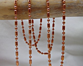 COPPER BALL + Bar Style CHAIN Necklaces 3.2mm Bead / #6 size Various Lengths and Quantities ~ Pick your Length ~ Made in U.S.A. 99.97% Pure