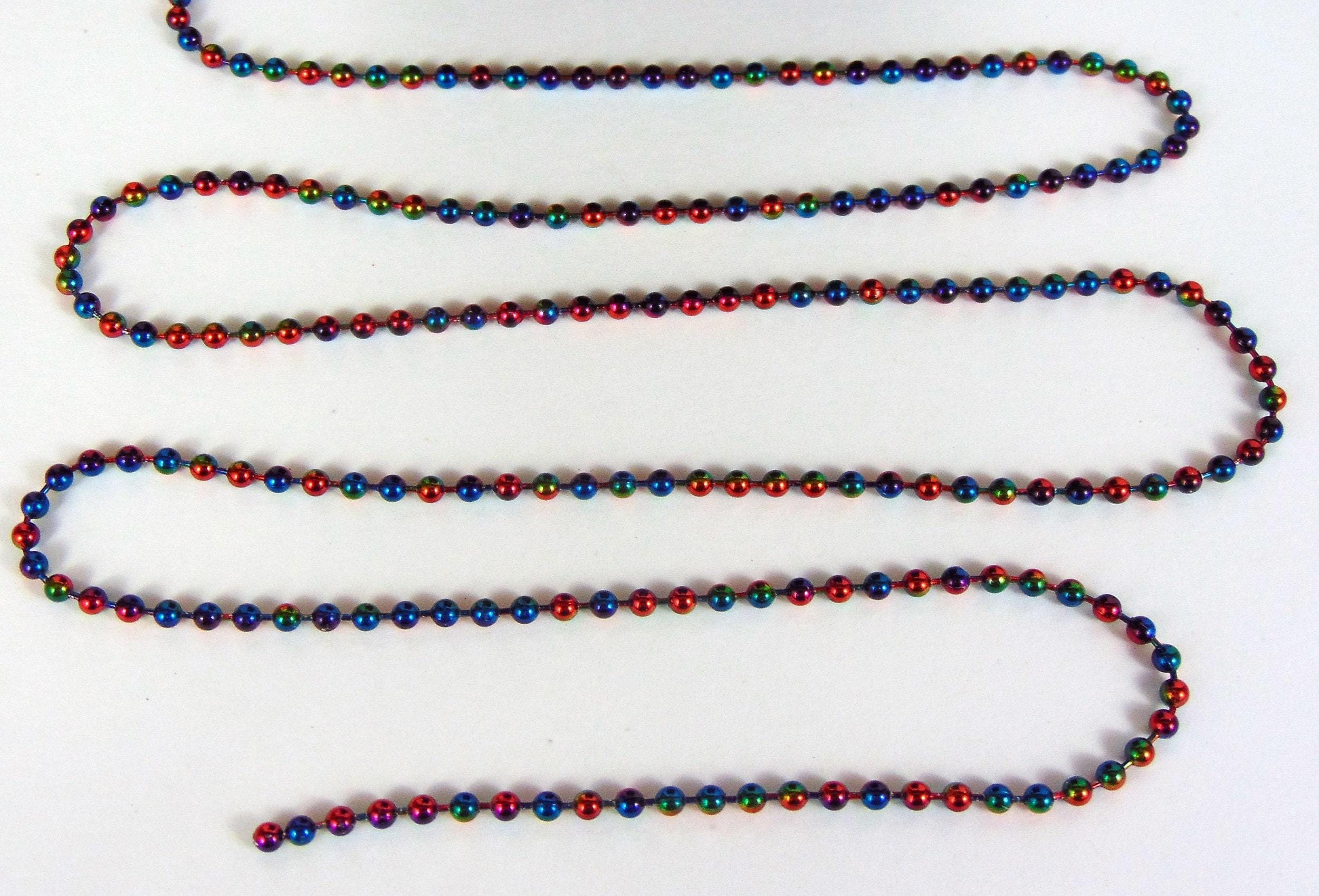 Colorful Rainbow Ball Chain 3.2mm Bead (#6) Pick Necklace or Bulk ...