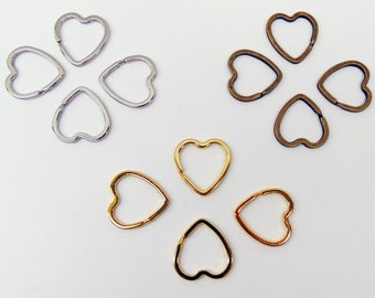 Heart Split Key Rings ~ 32mm (1-1/4") Findings ~ Three Colors ~ Platinum ~ Gold ~ Antique Brass ~ OK to Mix ~ Various Quantities ~ Sturdy