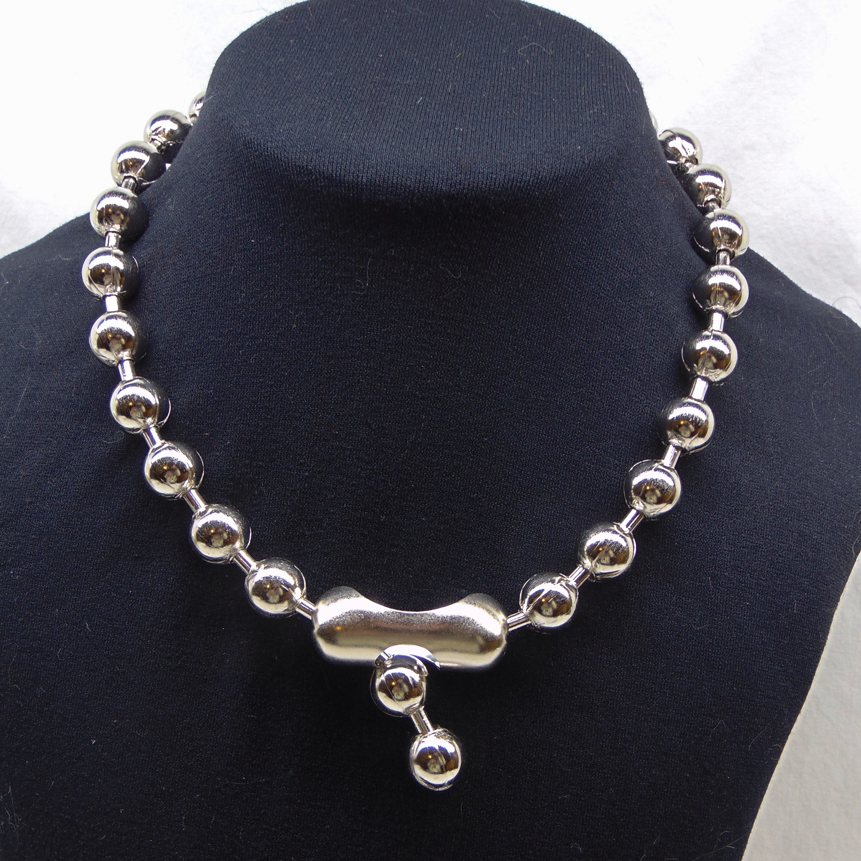 Extra Large BALL Chain Necklace Chunky Steel Bead Choker Statement