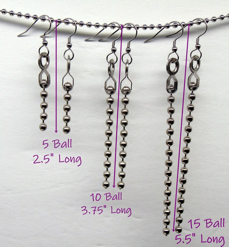 Chunky Stainless Ball Chain Dangle Earrings ~ Industrial Design ~ Linear Drop ~ All stainless steel ~ Make your Statement Pick your Length immagine 7