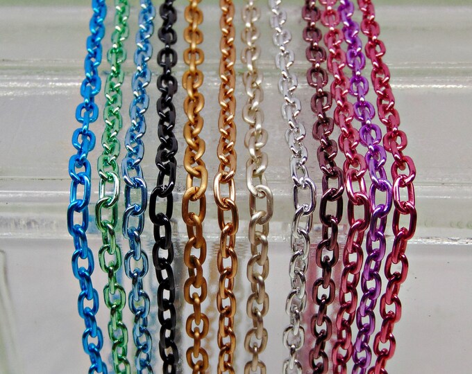Colored Chain Mix ~ 12 Colors X 5 Feet Long = 60 Feet Anodized Aluminum ...