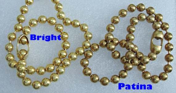 Large 8mm Solid Brass BALL CHAIN Round Bead 8mm / #15 size ~ Bulk Lengths 3 feet to 50 feet Bright or Patina Finish ~ Connectors available