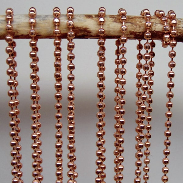 COPPER Ball CHAIN 3.2mm Faceted Bead / #6 size Various Necklace Lengths and Quantities ~  Nickel-Free Made in U.S.A. 99.97% Pure