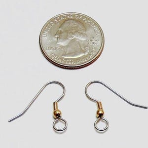 24 Stainless Steel Ear Wires: Gold Ball and Coil, 5mm Loop