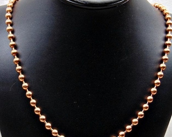 COPPER Ball CHAIN Necklace 6.3mm bead ~ #13 size Choose your Lengths w/ Clasp ~ Round Bead ~ 6mm bead Nice weight ~  99.97% pure Made in USA