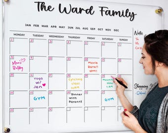 Custom Acrylic Family Planner – Monthly and Weekly Wall Calendar and Memo Board | Free Shipping!