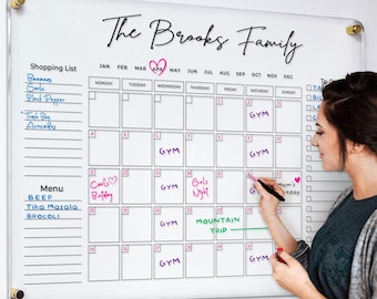Personalized Acrylic Family Calendar | Dry Erase Wall Planner