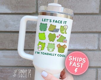 Frog Tumbler 40oz Funny Frog Quencer Cup Cute Frog Gift Frog Lover Tumbler Funny Toad Travel Cup Frog Coffee Cup Gift For Bestie Girl Frogs