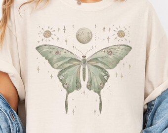 Comfort Colors Luna Moth Shirt: Mystical Moon, Witchy Gothic Tee