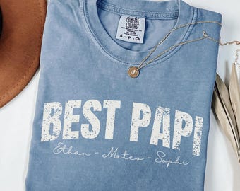 Best Papi Shirt Custom Dad Tee Personalized Father Shirt with Kids Names Papa Gift Father's Day Family Matching Tee New Dad Gift latino dad