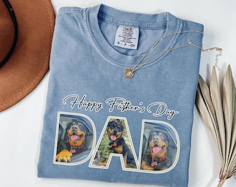 Happy Father's Day Dog Dad Gift Custom Rottweiler Photo Tee Personalized Pet Dad Gift Dog Lover Father Day Funny Puppy Owner Tee Pet Parent