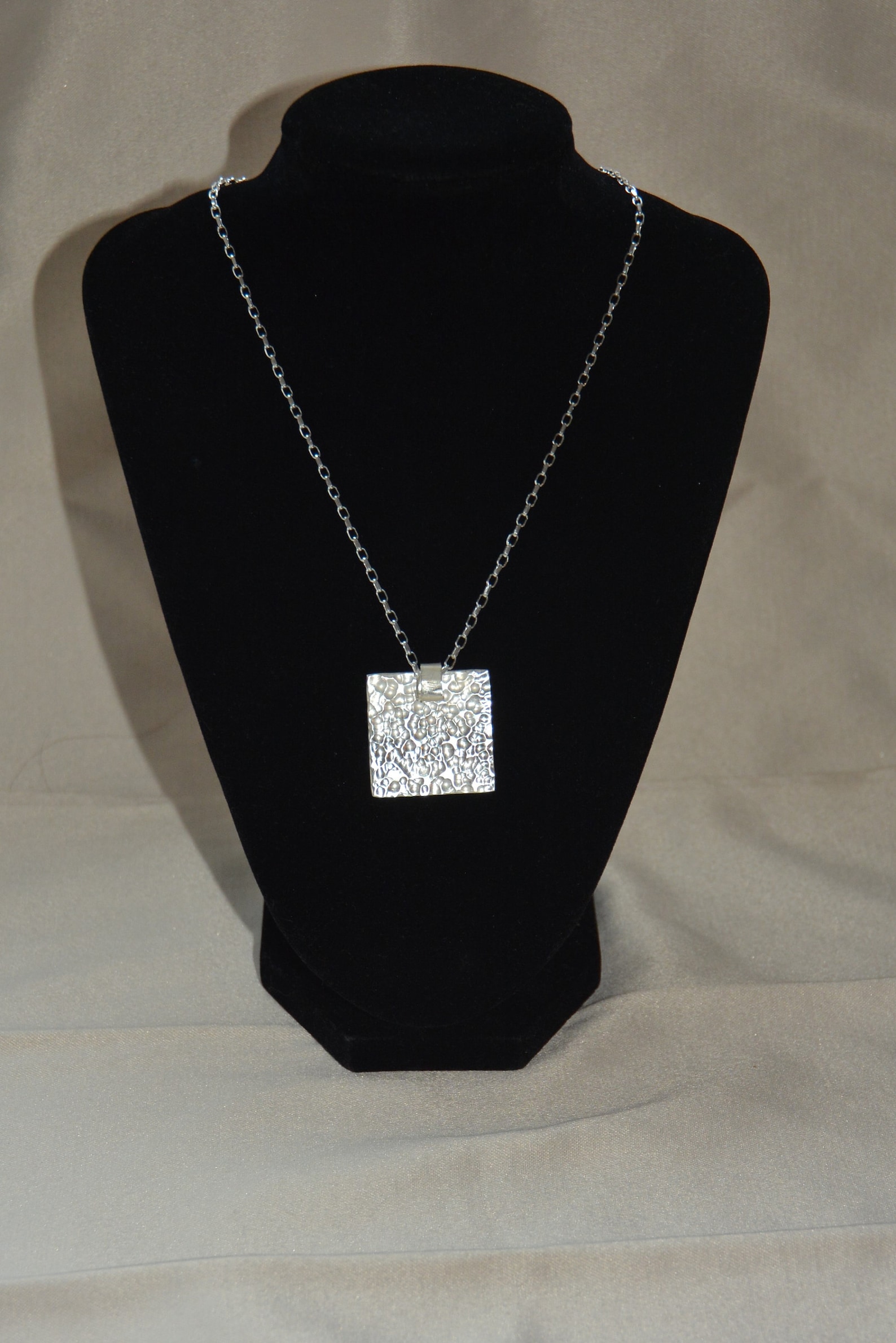 Sterling Silver Square Pendant Necklace Etsy