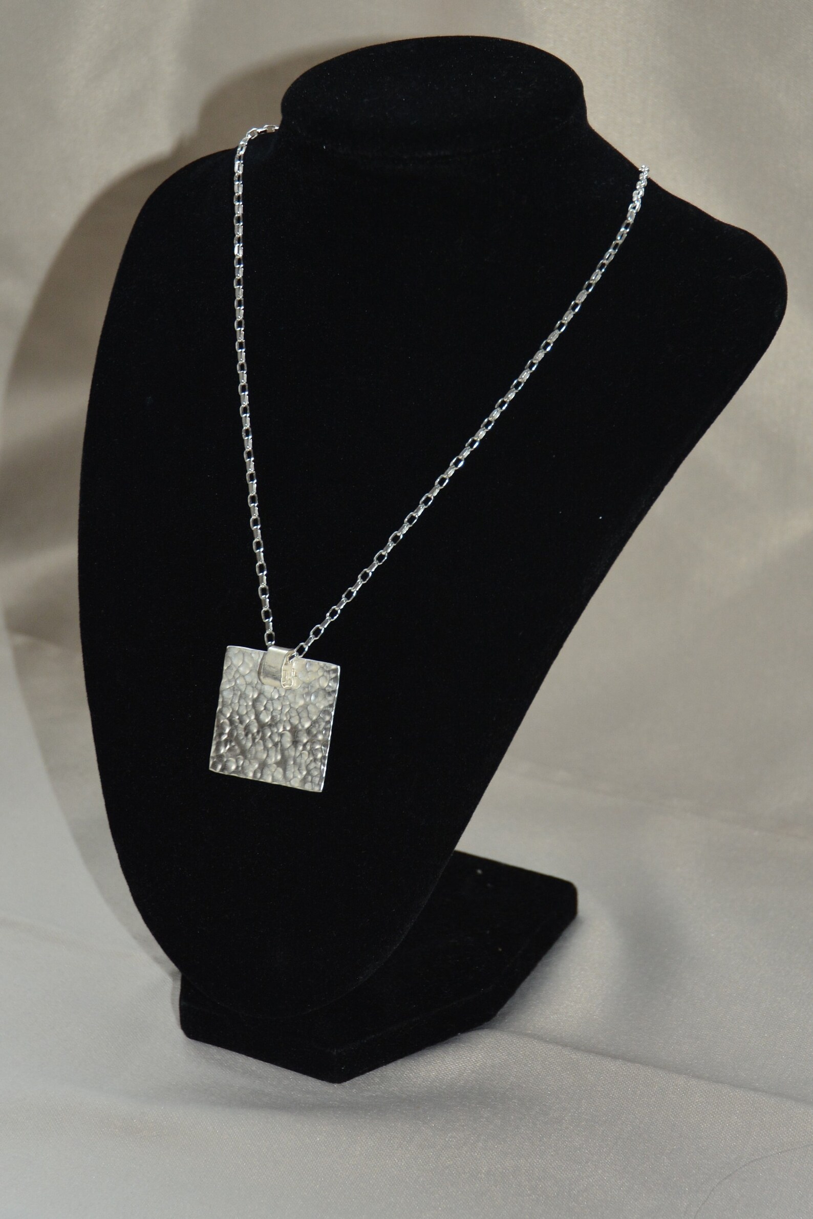 Sterling Silver Square Pendant Necklace Etsy