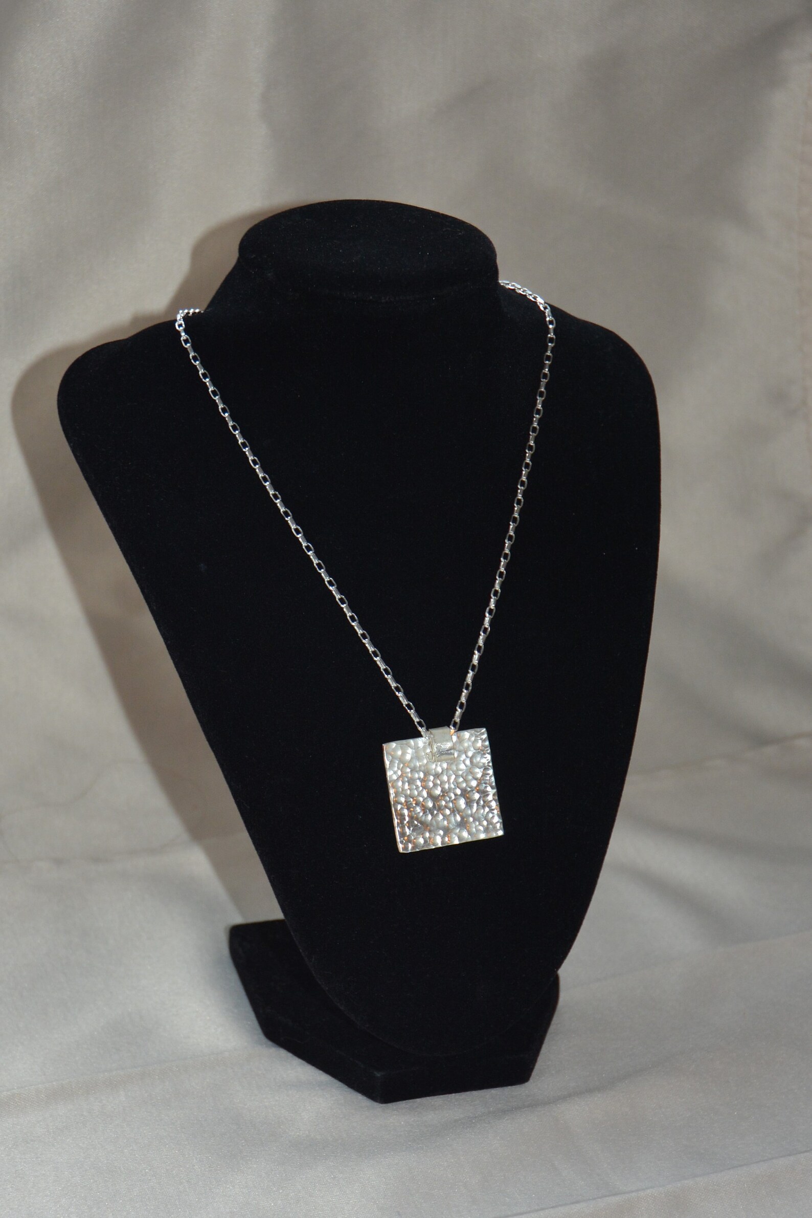 Sterling Silver Square Pendant Necklace Etsy