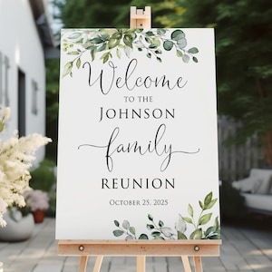 PRINTED Family Reunion Sign, Greenery Family Reunion Welcome Sign, Reunion Poster, Family Gathering, Botanical Decor, PW1124-1