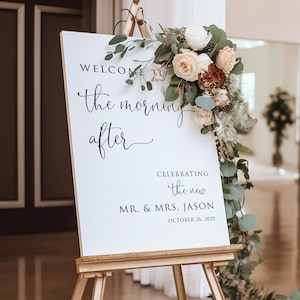 PRINTED Modern Wedding Brunch Welcome Sign, Welcome to the Morning After Sign, Post Wedding Brunch Sign, After Party Welcome Sign, PW1125-4